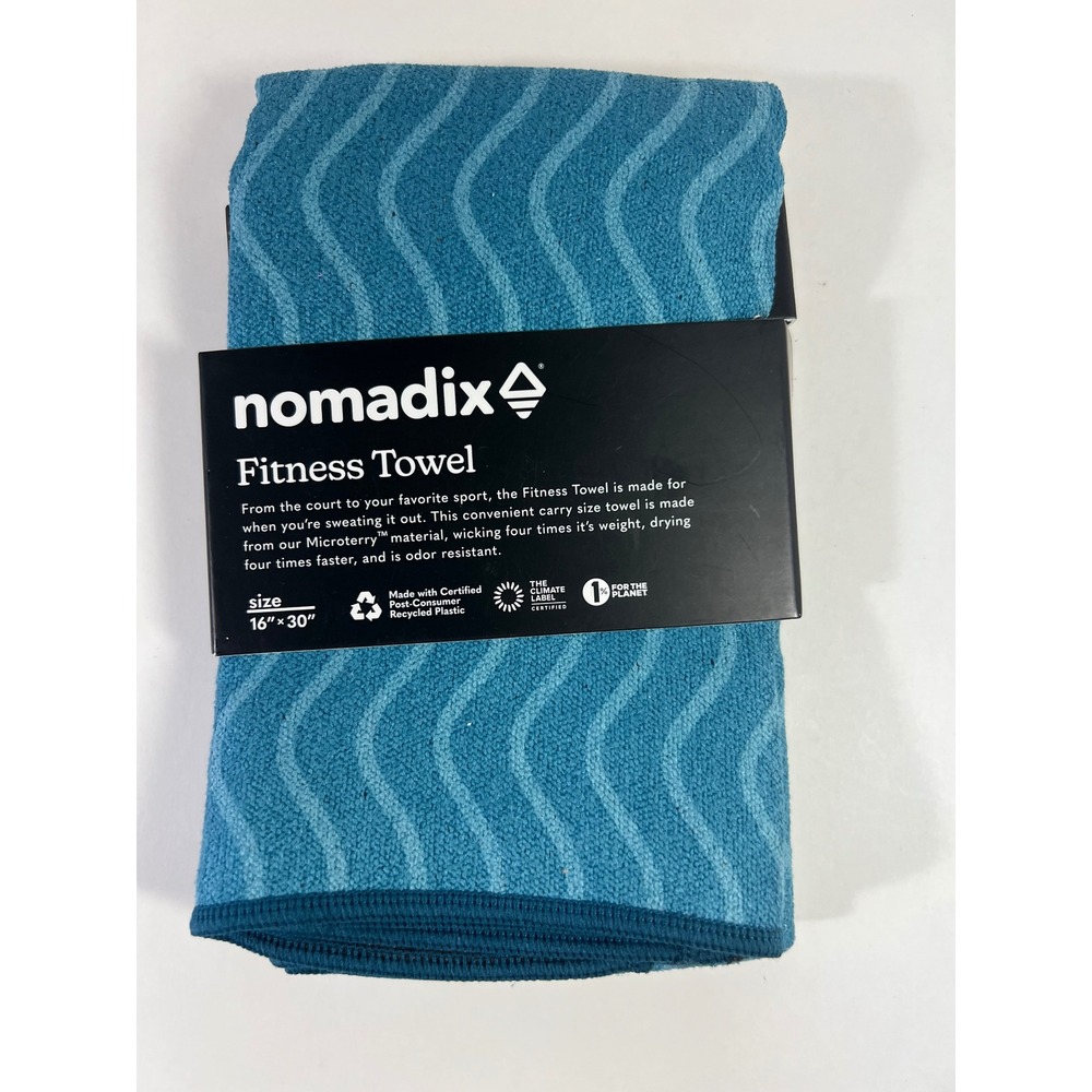 Nomadix Fitness Towel Regenerative Teal Wavy Microterry Quick Dry 16x30 NEW